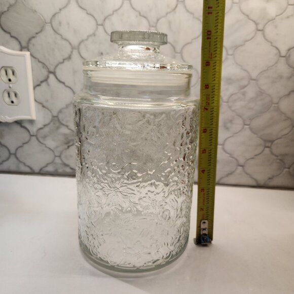 Princess House Fantasia Cookie Jar & Lid #569 Round Poinsettia Canister Vintage - Picture 6 of 10